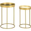 Homcom Set di 2 tavolini da caffè moderni impilabili con struttura in metallo dorato per soggiorno -