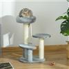 PawHut Tiragraffi per gatti Pawhut con letto in peluche e pali in corda di sisal -