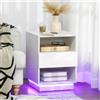 Homcom Comodino Moderno con Luce Led Telecomando 40X40X55 cm Bianco -