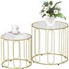 HOMCOM Tavolini impilabili Homcom in 2 pezzi con struttura in metallo e piano in vetro dorato -