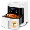 Aigostar White Cube 7L 1900W friggitrice ad aria intelligente senza olio, controllo App e WiFi, 7 programmi con schermo LED, cestello rimovibile N
