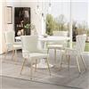 Rosahqnda Sedia da pranzo in velluto Set da 2/4/6 pezzi Lussuosa poltrona da salotto per camera da letto con quattro gambe di supporto in metallo color oro - 2pc-Beige + Silver
