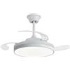 NARVI Ventilatore da soffitto NARVI, sistema integrato con FUNZIONE VOCALE, 3 pale retrattili trasparenti, motore DC da 30W, luce LED regolabile in intensità e colore. Con memoria e telecomando. RIF. DAKOTA -