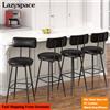 Lazyspace Set di 4 sgabelli da bar Lazyspace, sedia da cucina imbottita in pelle PU con schienale e poggiapiedi, per sala da pranzo bar, nero - Black