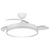 NARVI Ventilatore da soffitto NARVI bianco, METALLO, colore bianco, con 3 pale retrattili trasparenti, motore DC da 30W, luce LED regolabile in intensità e tonalità. Con memoria e telecomando. RIF NANTES -