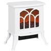 HOMCOM Camino Elettrico Da Terra 750/1500 W con 2 Livelli di Alimentazione Area di Copertura Effetto Fiamma 15-20 m2 Bianco - BIANCO