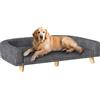 PawHut Divano Pawhut per cani di taglia grande, 98X67X25 cm, letto rialzato per cani imbottito con cuscino lavabile e gambe in legno di pino, carico 40 kg, grigio scuro - Grigio scuro