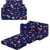 alldomess Pieghevole Divano Bambini 2-in-1, Poltroncina per Trasformabile in Lettino, Comoda Stabile Sedia Camere da Letto, Soggiorno e Stanza per i Giochi,Razzi
