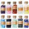EnMart Mini Bottiglie dei Desideri con Pietre, Collezioni di Pietre burattate di Quarzo Naturale, Mini Gemstone Bottles Chip Crystal Healing Tumbled Gem Reiki Wicca Pietre Set 10 pz
