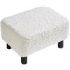 YMYNY Ottomano, Poggiapiedi Camera da Letto, Pouf Poggiapiedi, Materiale in Velluto Teddy, Sgabello Basso per Soggiorno e Ingresso, 42 x 29x24CM Bianco RF-BD216