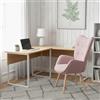 MEUBLE COSY Sedia da Ufficio con Braccioli, Poltrona da Scrivania Ergonomica Imbottita in Tessuto, Sedia da Lavoro Comoda per Studio, Home Office, Rosa