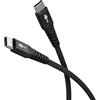 goobay Cavo di ricarica rapida USB-C 60 W / 2 m, cavo flessibile in tessuto, 480 Mbit, USB C/Supersoft/Samsung, Google Pixel, Xiaomi, cavo di tipo C, cavo in tessuto, nero / 73954