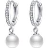 MARLION JEWELS Orecchini cerchio da donna in argento 925 lucidi con perle preziose. Set Orecchini da donna cerchio con finitura in argento sterling o oro 18 carati ideali per regalo... Gioielli (Argento placcato)