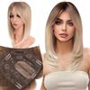 Elailite Hair Topper Donna Clip in con Frangia per Capelli Castano Medio/Biondo Dorato/Biondo Pallido, Posticci con Clips Middle Parting Toupet Toupee Protesi 35cm 120g (Base 15cm*15cm)