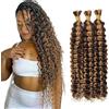 Tuheerst 30 30 30 Pollici Deep Wave Bulk hair for Braiding P4/27 Light Blonde capelli umani 3 Bundles/Pack No Weft Premium Braiding Hair Extensions for Boho Braids With Minimal Tangle