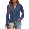 Cuptacc Magliette Donna Manica Lunga Scollo a V Top Donna Camicie Elegante Henley Mussola Blusa e Camicie Bianco, XX-Large XXL 50