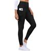 CMTOP Leggins Sportivi Donna Termici Invernali Leggins Felpati Caldi Pantalone Impermeabile Vita Alta Pantaloni Trekking Palestra Fitness Leggings con Tasche (Nero, M)