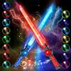 VATOS 2PCS Spade Luminose Ricaricabili per Bambini, 15 Colori Variabili con Effetti Sonori di Combattimento, Giocattolo di Spada Luminosa LED Retrattile 2 in 1 per Cosplay, Feste su Samurai