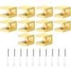 sourcing map Morsetto per mensole in vetro, 10 pezzi, in rame e oro, regolabile, per vetro spesso 8-10 mm, staffa di supporto per pannello fisso a U