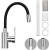 Noxtioanip Rubinetto Lavello Cucina con Beccuccio Flessibile, Rubinetto da Cucina Nero, Miscelatore Cucina Girevole 360°, Rubinetto per Lavello, Miscelatore Monocomando con Modalità Acqua Doppia