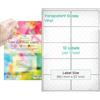 EVG Evergreen Goods - Etichette adesive pretagliate, formato A4, lucide | Etichette autoadesive multiuso, trasparenti, stampabili a getto d'inchiostro, 2 x 5, 10 per foglio, 100 etichette in totale