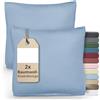DecoHomeTextil Heimtextilmanufaktur Greenline - Set di 2 federe in 100% cotone, 50 x 50 cm, azzurro | Federa per cuscino