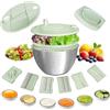 Souvik Centrifuga per Insalata in Acciaio Inox, 5L Centrifuga per Lattuga con Scarico, Lavatrice per Verdura Frutte Asciugatrice Manuale con Coperchio per Verdure, Lattuga, Frutta