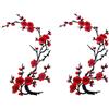 Zeng - Ricamo rattoppato da stirare, 2 ricami rattoppati di prugna rossa, bella applicazione per cucire giacca, Cheongsam, zaino, jeans, indumento rattoppato artigianato arte decorativa