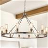 Eoodis Rustico Lampadario a 12 Luci, Lampada a Sospensione a Ruota di Carro Altezza Regolabile per Sala da Pranzo, Cucina, Soggiorno, Camera da Letto (Oro 100 cm)