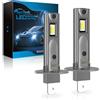 Sycreek H1 LED 24000LM 90W,Lampadina LED H1 1:1 Mini Design 6500K Bianco Freddo,Kit di conversione alogena,Lampadina per fari per Auto o Moto 12V