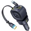 Baseus Caricatore Auto Retrattile 163W, Adattatore di Ricarica Rapida 4 Porte USB-C/USB con Doppio Cavo 67W Integrato, Regolabile a 450°, Caricatore Compatto per Laptop, Tablet, Smartphone