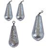 Behr Piombo a pera, assortimento di 4 pezzi, 50-80 g, piombo da pesca, piombo, a goccia, colore: argento/grigio