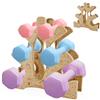 leyomgamz Supporto Manubri Forma, Rastrelliera Salvaspazio per 3 Coppie di Pesi, Porta Manubri da Pavimento per Casa e Palestra, Struttura Stabile e Compatta, Colore Legno Naturale, 23×22,5×8,5 cm