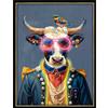 PALAIS ROYAL Quadro Stampa su Tela con LED Mucca 80x80cm