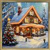 PALAIS ROYAL Quadro Stampa su Tela con LED XMAS Casa di Natale 60x60cm
