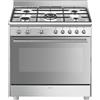 Smeg Cucina a Gas 5 Fuochi Forno a Gas Ventilato con Grill Larghezza x Profondità 90x60 cm colore Acciaio inox - SX91GM