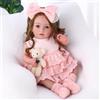 BABESIDE Bambole Reborn Realistica - Reborn Femmina di 20 Pollici 50 cm con Capelli Lunghi, Corpo Morbido in Stoffa, Vestito Rosa & Accessori, Regalo per Bambini 3+
