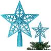 SHATCHI Puntale per albero di Natale a forma di stella glitterata blu ghiaccio da 14,5 cm, infrangibile, per decorazioni per albero di Natale, albero di Natale, corona e ornamento per le vacanze