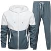 zidiau Tuta da uomo in 2 pezzi, con cappuccio e pantaloni da jogging con tasche, a blocchi di colore, con cerniera intera, tuta sportiva casual per corsa, M-6XL, Blu, XL