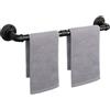 Jeasor Industrial Pipe Towel Rack Towel Bar, Heavy Duty Wall Mounted Rustic Farmhouse Bath Towel Holder for Bathroom (Black, 24 inch)