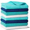 DIVINE GENIUS Blue Dolphin - Confezione da 16 panni in microfibra riciclata super assorbenti lavabili e resistenti per cucina asciugatura rapida sostenibili strofinacci 38x36 cm