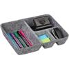 Relaxdays Organizer Cassetti in Feltro, Organizzatore per la Scrivania, HLP: 6,5 x 32 x 25 cm 4 Scomparti, Grigio Chiaro