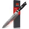 SHAN ZU Coltello da Cuoco 15cm Coltello da Cucina in Acciaio Damasco, Coltelli da Chef Professionali Affilato ad Alto Tenore di Carbonio Super Acciaio 67 Strati con Manico G10 - PRO Series