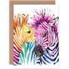 Fine Art Prints Biglietto di auguri con pittura a zebrata arcobaleno con busta all'interno di qualità premium