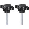 QUARKZMAN 2pz Pomelli a Stella M10 x 50mm Filettatura Maschio in Plastica 4 Stelle Manopola Perno Maniglia Filettata Ricambio Vite Serraggio Serraggio Manuale, Nero