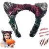 XIEXIESHER Orecchie Lupo Mannaro e Adesivi Cicatrici, Costume Lupo Mannaro Adulto Adatto Uomini Donne Cerchietto Lupo Mannaro Halloween per Halloween Carnevale Feste Tema