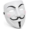 Carnival Toys Maschera V for Vendetta in Plastica Bianca - Modello Iconico Anonymous Full Face - Ideale per Carnevale, Halloween e Cosplay