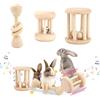 FIDWALL 3 Pcs Wooden Bunny Toys with Bell,Safe Giochi per Conigli per Denti,Giochi per Conigli Nani per Indoor Outdoor,Piccoli Animali