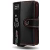 SLim Porta Carte di Credito Schermato Portafoglio Uomo Rfid Portatessere Anticlonazione Donna Portacarte Uomo (Nero Cuciture Rosse, Senza Zip)