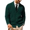 PJ PAUL JONES - Cardigan da uomo con collo sciallato, a maglia grossa, con abbottonatura, verde scuro, XL